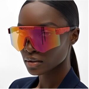 Sunglasses Women Oversize Huge Visor Big Shield Mask Half Face Large Red Mirror